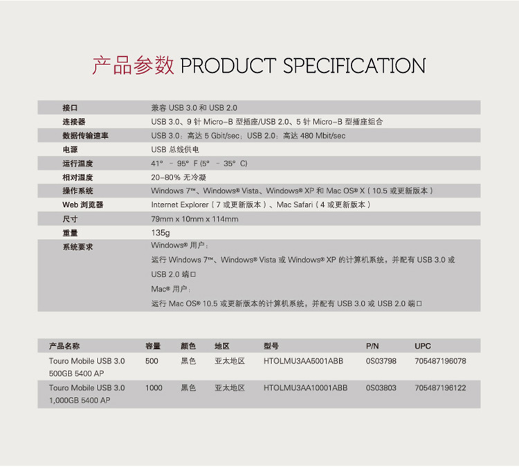 
                                        HGST 西部数据集团出品 Touro Mobile 2.5英寸 1TB 便携式移动硬盘 5400转 USB3.0【经典黑】                