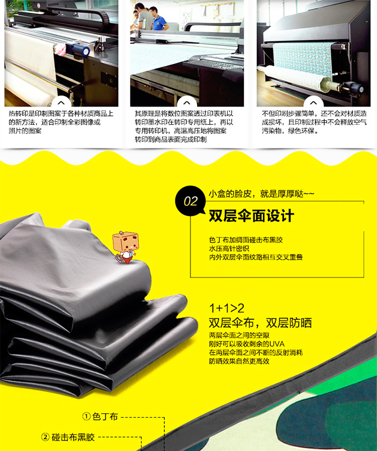 
                                        【京东超市】天堂伞张小盒晴雨伞折叠潮款迷彩绿旅双层黑胶防晒遮阳伞防紫外线太阳伞                