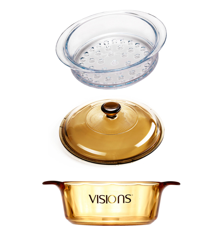 康宁VISIONS 1.25L+2.25L晶彩透明锅蒸格三件套VS-120VSM/JD