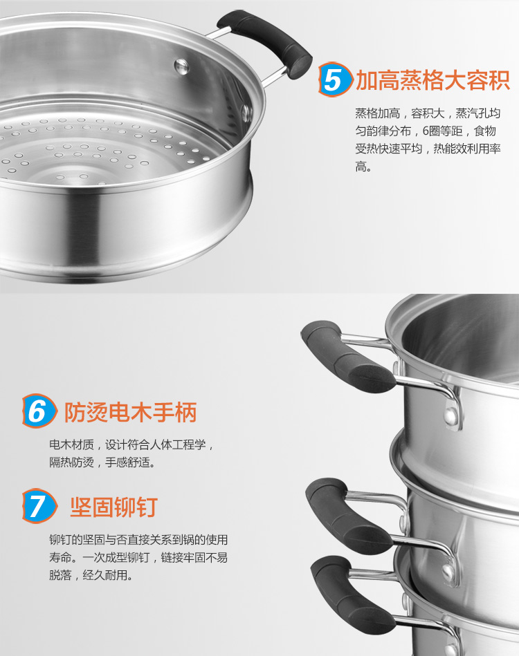 
                                        
                                        爱仕达 28CM优质304不锈钢三层蒸锅LV1528 电磁炉通用蒸锅蒸格                