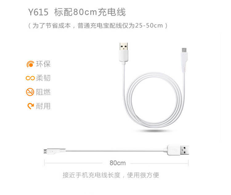 
                                        海陆通（ARUN） Y615 李晨代言 LCD液晶屏 移动电源/充电宝 10000毫安 经典白 2A充放双USB 适用于苹果/安卓                