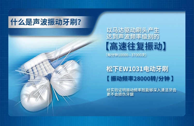 
                                        松下（Panasonic）电动牙刷 声波振动 感应式充电 全身水洗 EW1031-W                