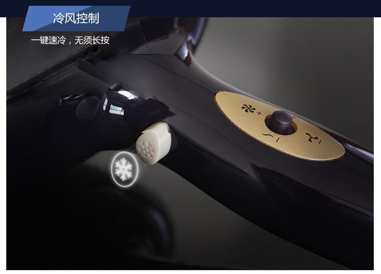 雷瓦(RIWA) 电吹风机 家用2200W大功率 负离子护发 数字液晶屏显 黑色Q9