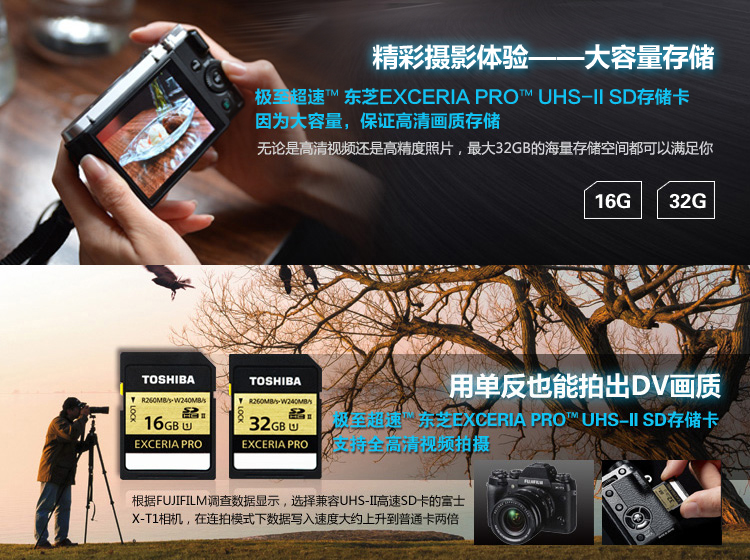 
                                        东芝（TOSHIBA） EXCERIA Pro SDHC存储卡 16G 极至超速 UHS/Class10 读260M写240M                