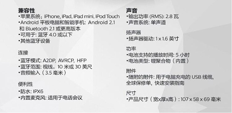 
                                        飞利浦(PHILIPS)BT2200B Shoqbox MINI便携式无线蓝牙音箱 运动户外防水音响 免提通话 小金刚低音炮                