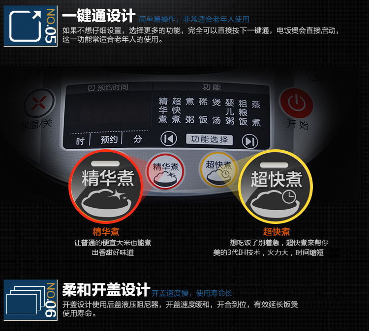 
                                        美的（Midea)电饭煲FS4088 IH电磁加热 涡轮除泡防溢锅 精钢鼎釜4L电饭锅                