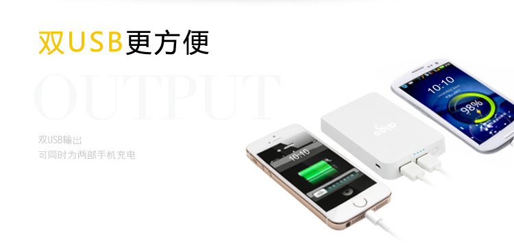 爱国者（aigo）10000毫安 A110S 双USB输出 便携 移动电源/充电宝 白色