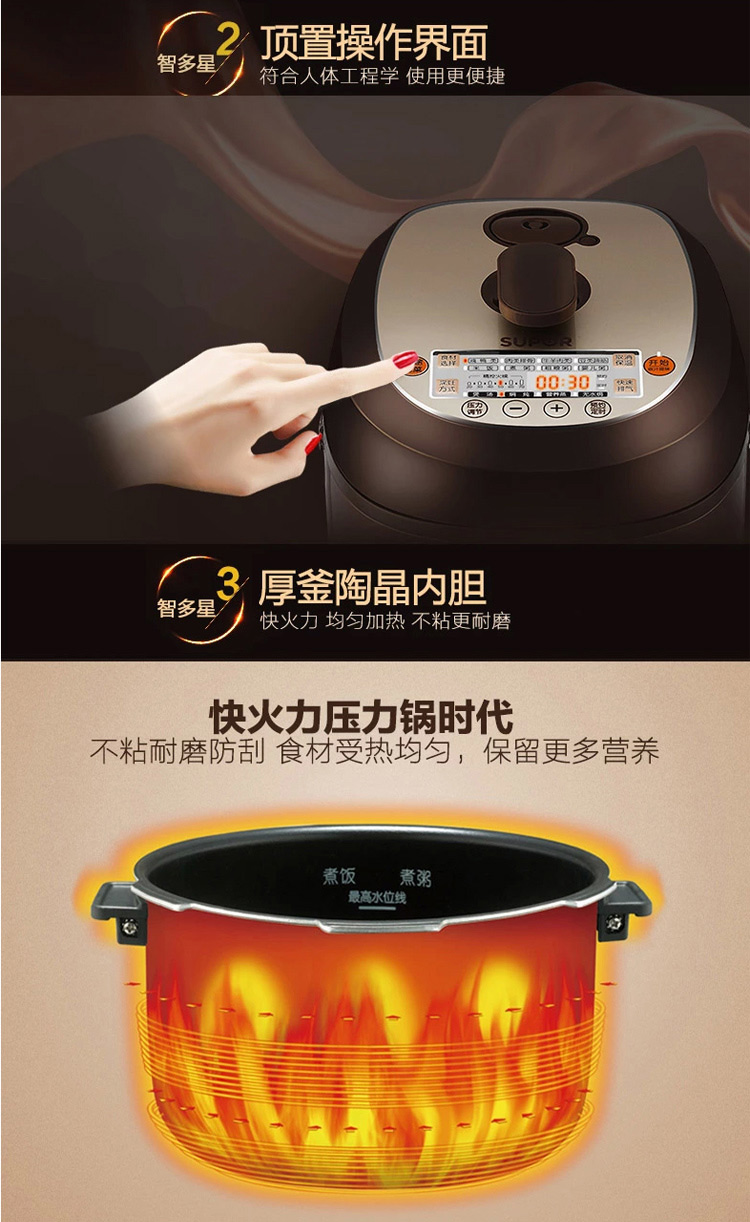 
                                        苏泊尔（SUPOR)电压力锅高压锅CYSB50FC80-100                