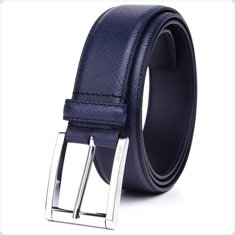 prada 普拉达 男士深蓝色牛皮十字压纹腰带皮带 2cc057 pn9 f0216 105