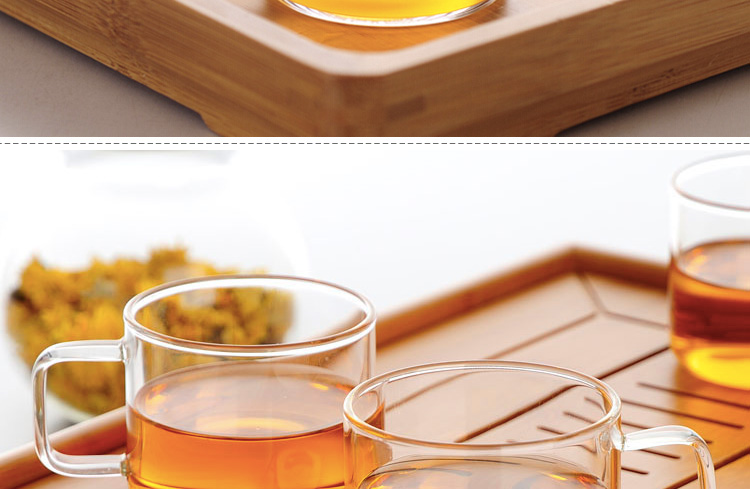 绿珠lvzhu 100ml纯手工吹制功夫茶小茶杯 加厚高硼硅耐热透明玻璃品茗杯（两只装）C001
