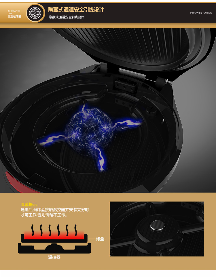 
                                        利仁（Liven）电饼铛家用双面加热可拆洗煎烤机LR-A434A（贝壳）                