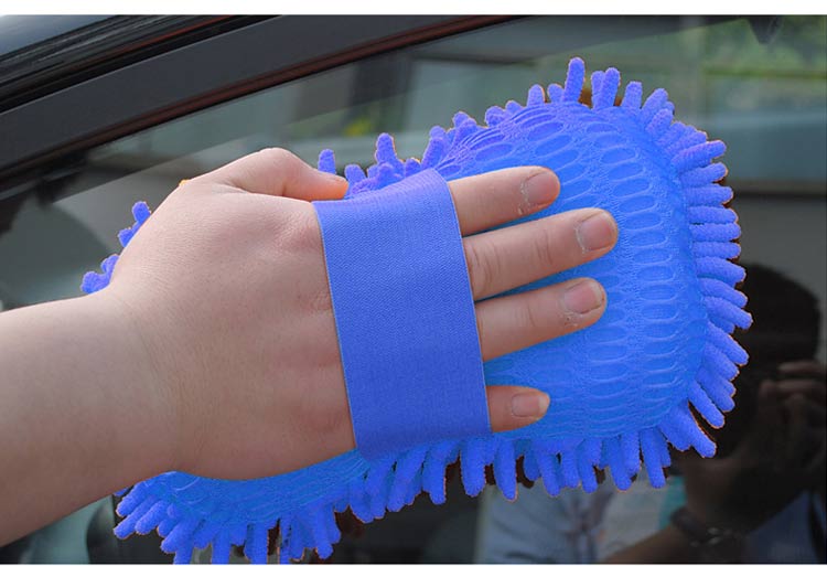 雅高雪尼尔双面擦车海绵手套洗车熊掌百洁布擦车块