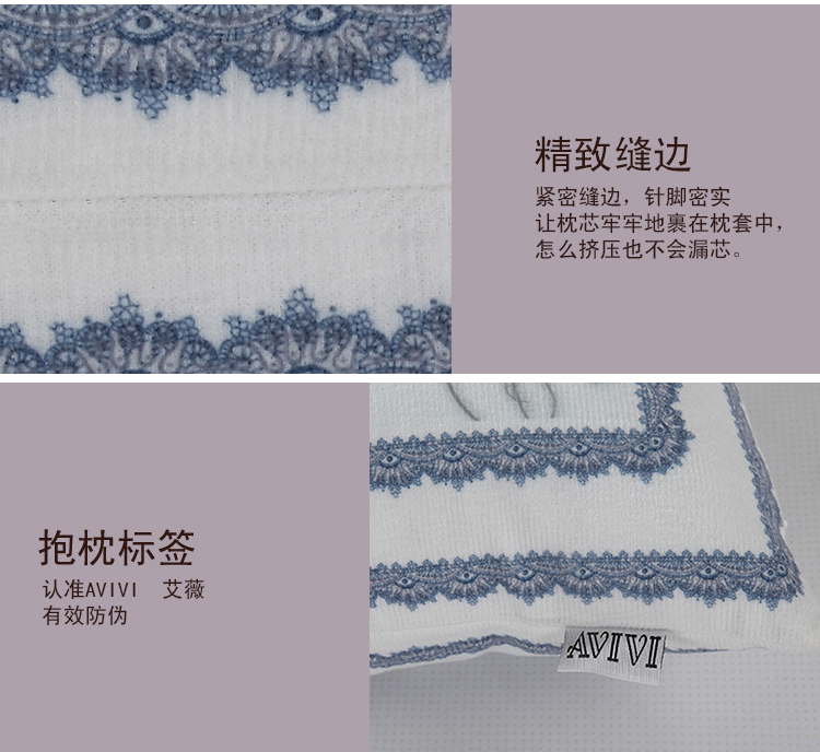 艾薇（AVIVI）绒布靠枕背垫办公汽车午睡旅行护腰颈抱枕套含枕芯 国画牡丹蓝 43*43CM