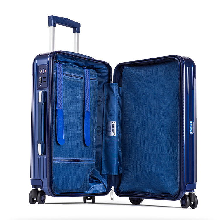 eben拉杆箱32英寸pc纯色竖条纹万向轮登机箱男女行李箱 律动红