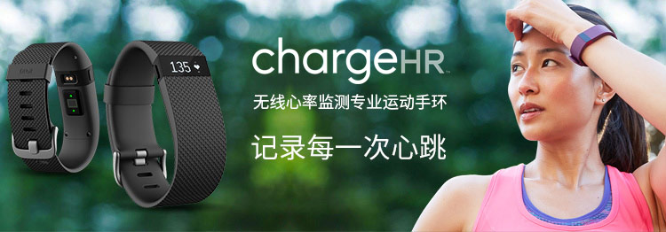 
                                        Fitbit Charge HR 智能乐活心率手环 心率实时监测 自动睡眠记录 来电显示 运动蓝牙手表计步器 黑色 S                