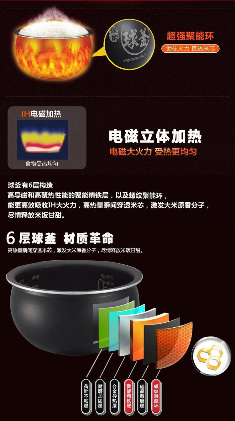 
                                        苏泊尔（SUPOR）电饭煲电饭锅4L容量IH电磁加热CFXB40HC807-120（聚能球釜内胆）                
