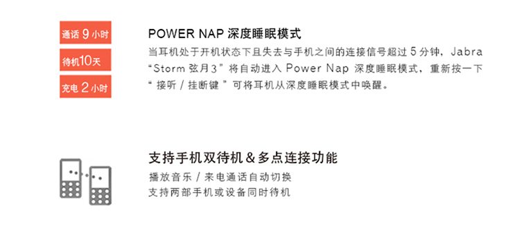 
                                        捷波朗（Jabra）Storm/弦月3 商务手机蓝牙耳机 超清晰防风噪                