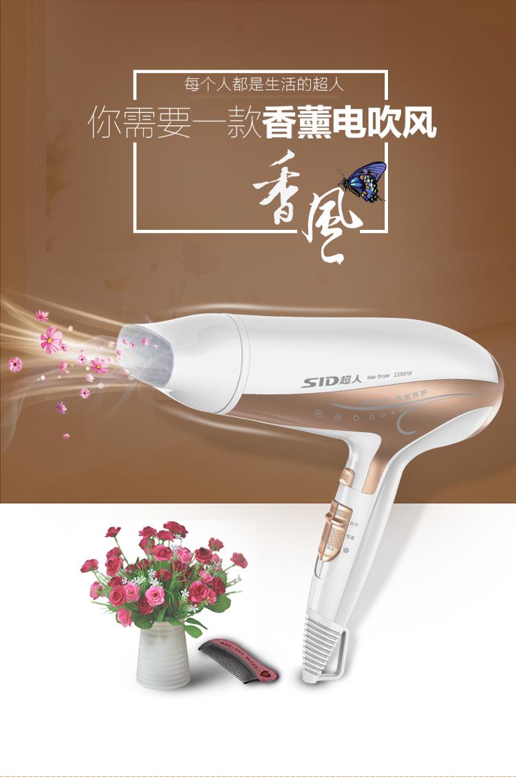 超人(SID)电吹风机家用2200W大功率香薰吹风筒送女友生日礼物SF7310（白+棕）