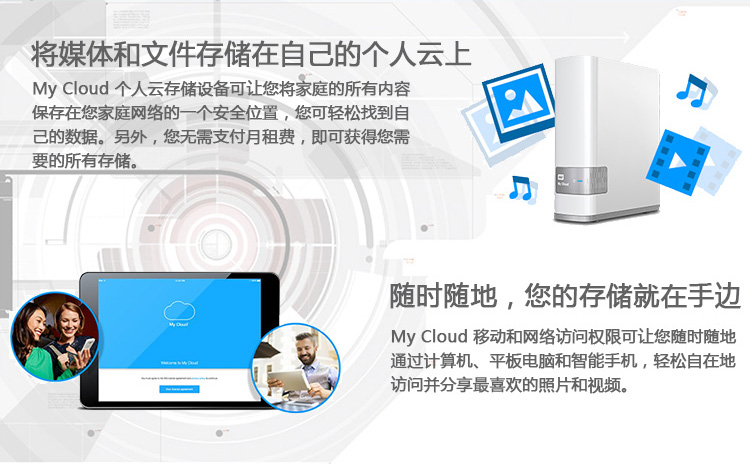 
                                        西部数据(WD) My Cloud 西数云 网络存储3TB NAS 3.5英寸WDBCTL0030HWT-CESN                