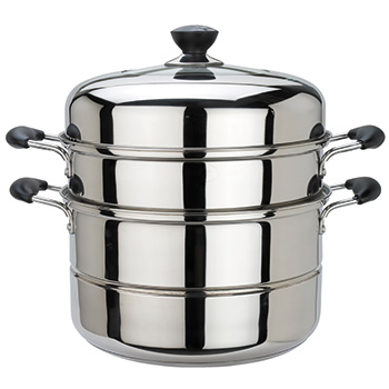 
                                        
                                        美厨（maxcook）二层蒸锅 不锈钢复底26cm MCZ-26（蒸煮两用 可用电磁炉）                
