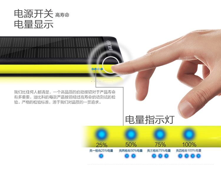 
                                        迪比科（DBK）S1 太阳能充电宝10000毫安 超薄聚合物移动电源 智能手机平板通用 光能充电器                