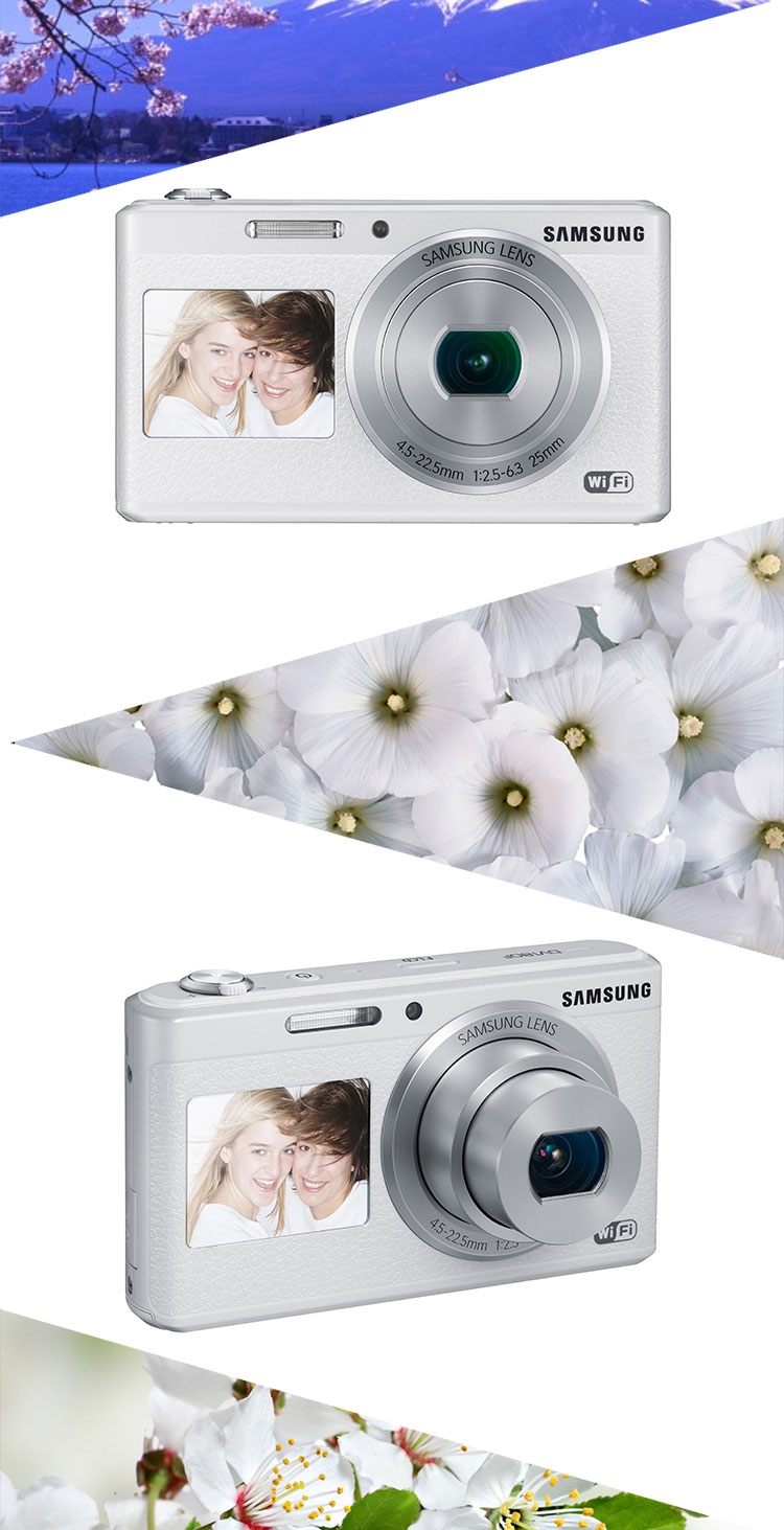 三星 SAMSUNG  智能WIFI双屏数码相机 DV180F（白色）