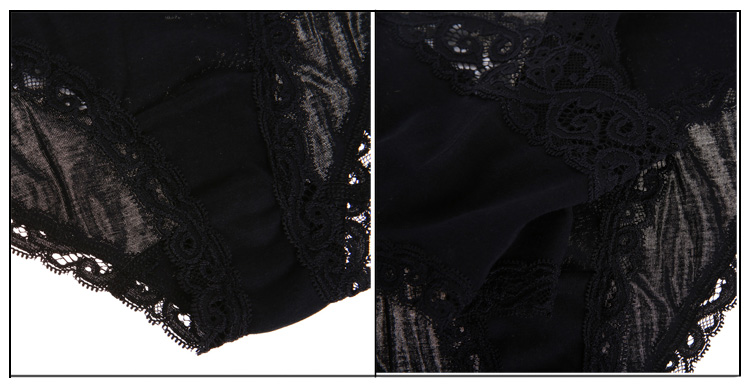 hanro 女士黑色长绒棉蕾丝花边内裤 1483 0019 l