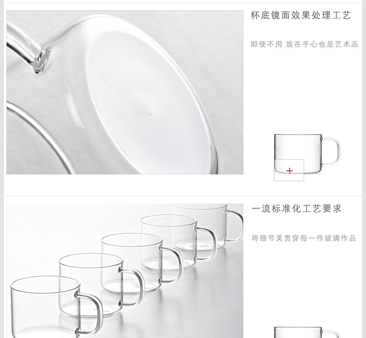 绿珠lvzhu 100ml纯手工吹制功夫茶小茶杯 加厚高硼硅耐热透明玻璃品茗杯（两只装）C001
