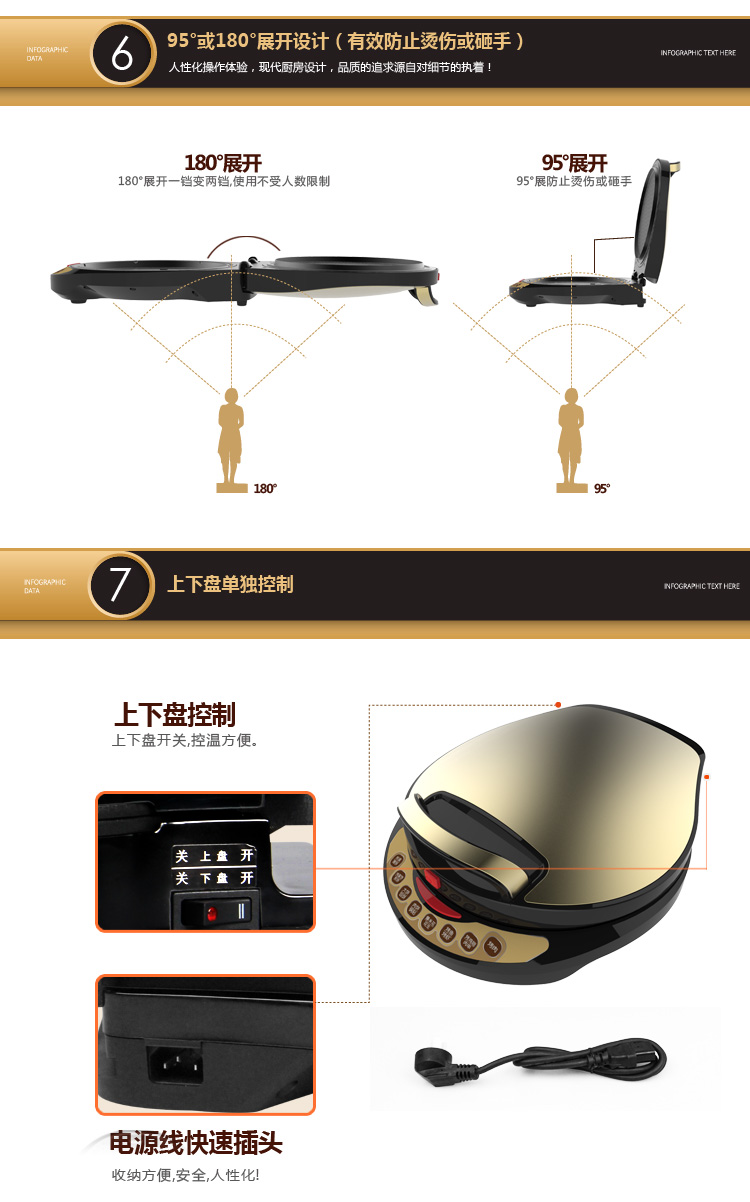 
                                        利仁（Liven）电饼铛家用双面加热可拆洗煎烤机LR-A434A（贝壳）                