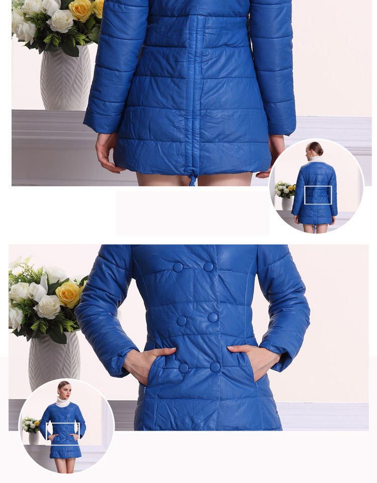 欧力丝女装专场 产品参数: 商品名称:olisi蓝色圆领双排扣时尚棉衣