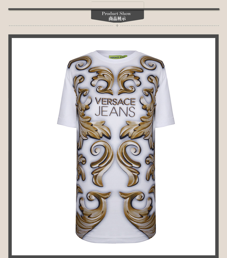 versace jeans 范思哲 男士白色棉质圆领短袖t恤 b3gna762 36069 003