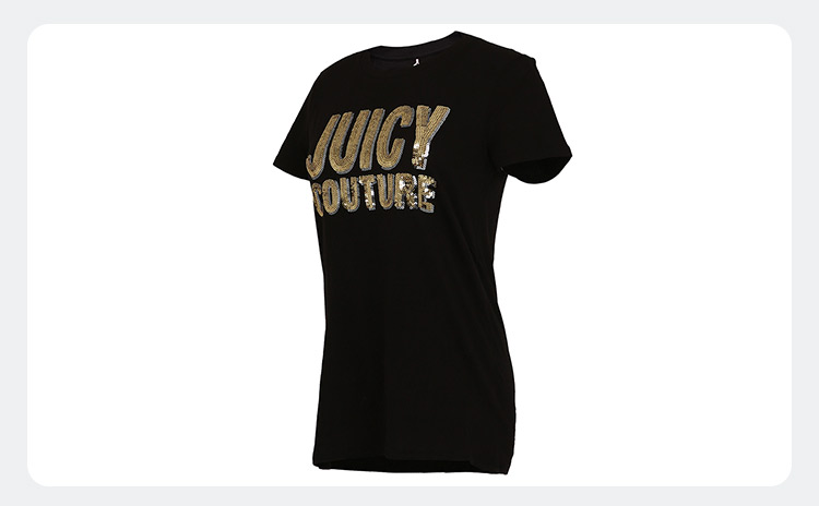 juicy couture 橘滋 女士黑色棉运动衣休闲短袖 wtkt31340-009-s
