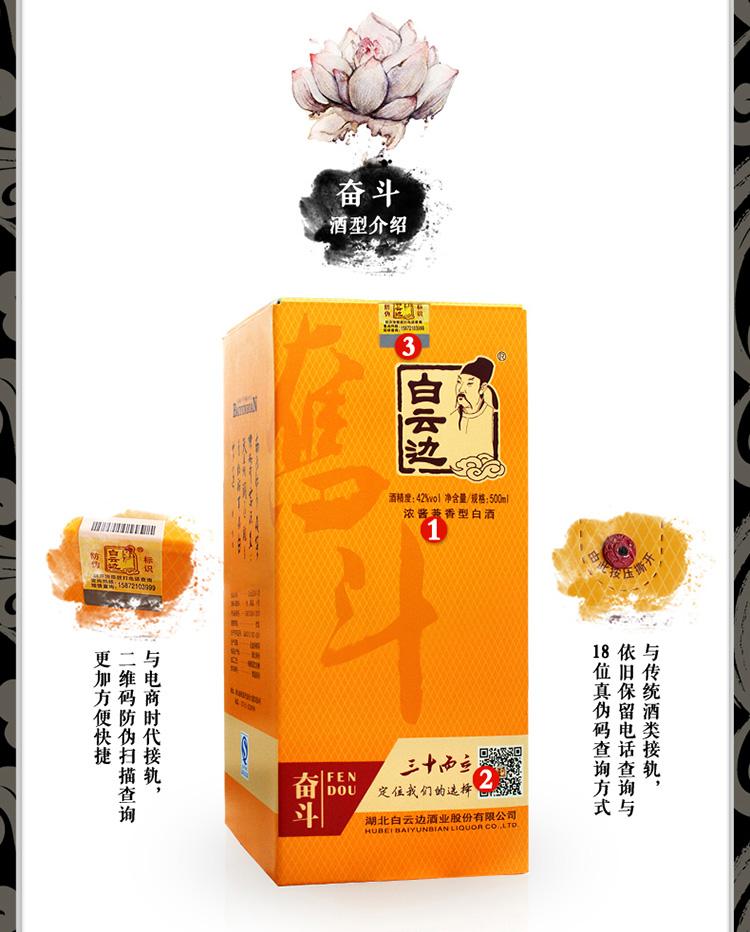 白云边 三十而立奋斗42度 500ml*6瓶整箱装