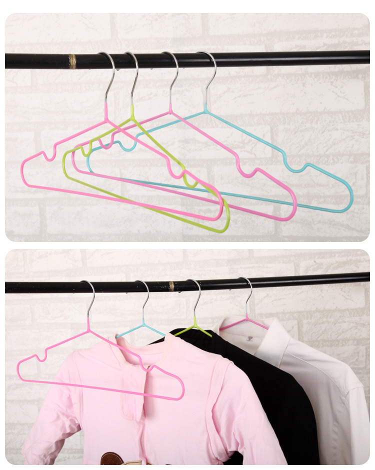 houya好雅 衣架 浸胶晾衣架 10只装 不锈钢纳米级衣架 干湿两用 成人