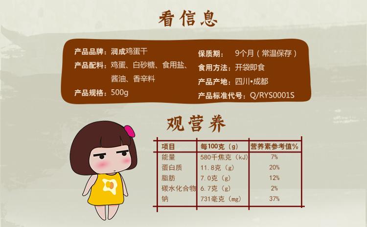 润成 鸡蛋干 休闲零食 非豆干辣条 蛋小妹多口味500