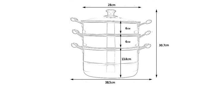 
                                        
                                        建丽国标食品级不锈钢28CM电磁炉通用大容量三层加厚汤锅蒸锅JL-DD3028                