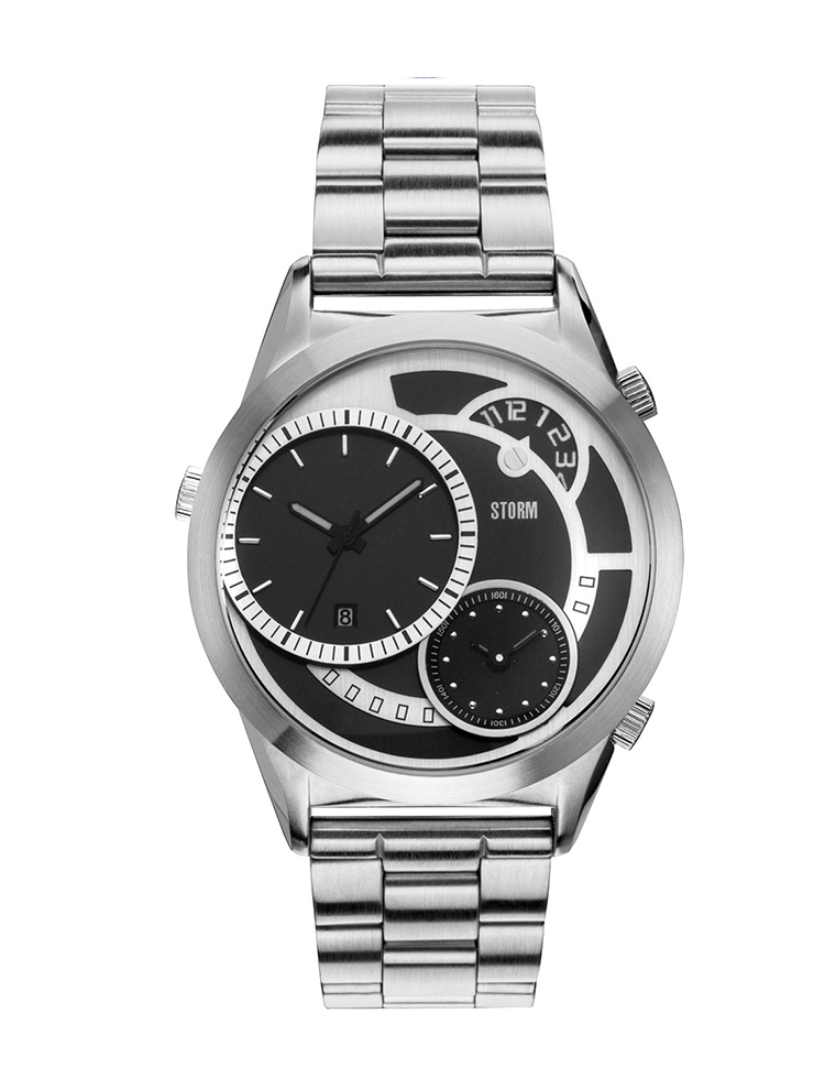 英伦风暴(storm)手表 经典系列男表银色钢表带日历石英表saturn black