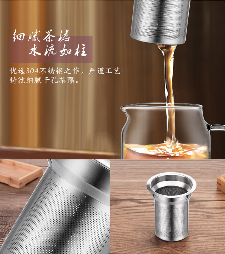 绿珠lvzhu 玻璃茶壶套装一壶四杯一茶盘 700ml居家办公 高硼硅耐热玻璃泡花草茶壶Q723 