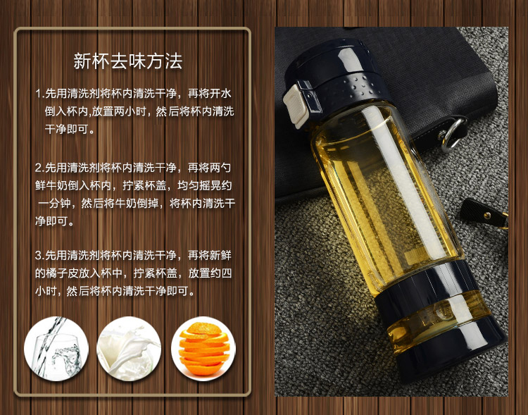 绿珠lvzhu 400ml玻璃杯子耐热防烫抗摔送杯套便携防漏透明男女士办公泡茶水杯B661