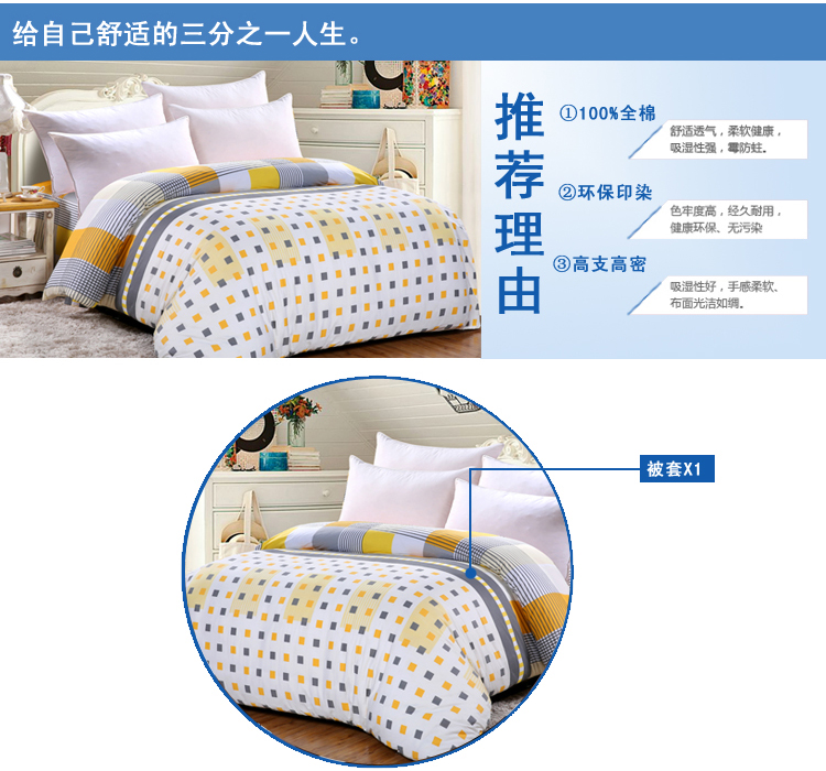 
                                        
                                                            艾薇 床品家纺 加大双人被罩单件纯棉被套220*240（别具一格）                
