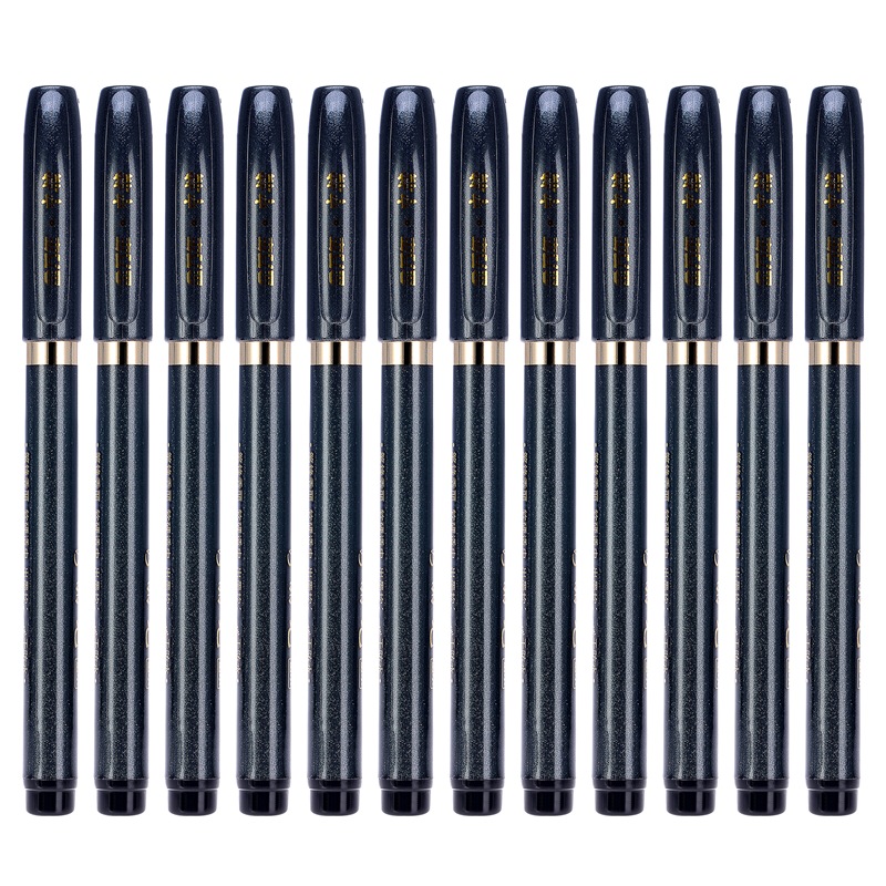 金万年(genvana) g-0939 书法笔中楷秀丽笔-黑色 (12支装)