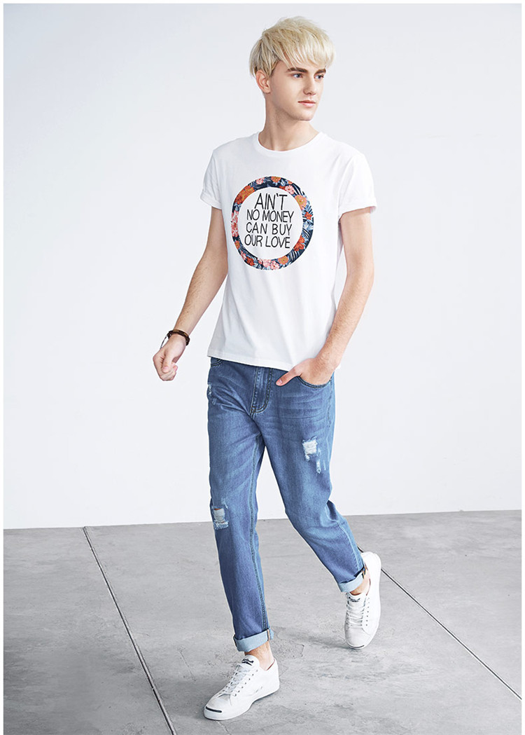 a21 以纯男装修身圆领微弹短袖t恤 4621330120 特白 180/92a/xl