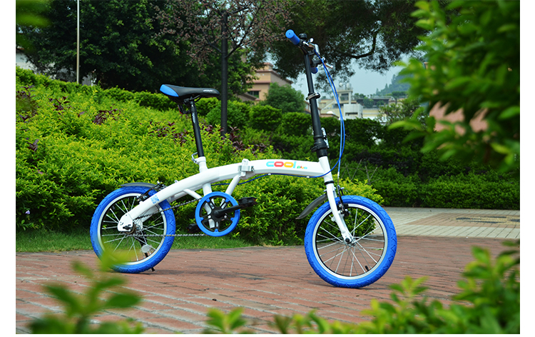 时尚休闲快速折叠车 轻便小巧户外男女通勤车 学生单车代步车 白橙色