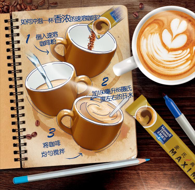 麦斯威尔麦氏典藏maxim原味速溶咖啡5条(75g/盒)(新老包装替换)