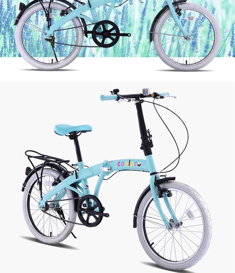 爱玛aima cool pro 20寸禧玛诺单速时尚轻便男女折叠自行车 紫色