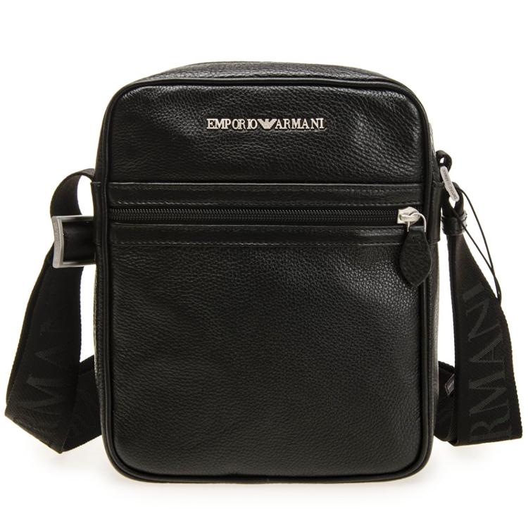 emporio armani 安普里奥·阿玛尼 男士黑色牛皮单肩斜挎包 yeml58 yh