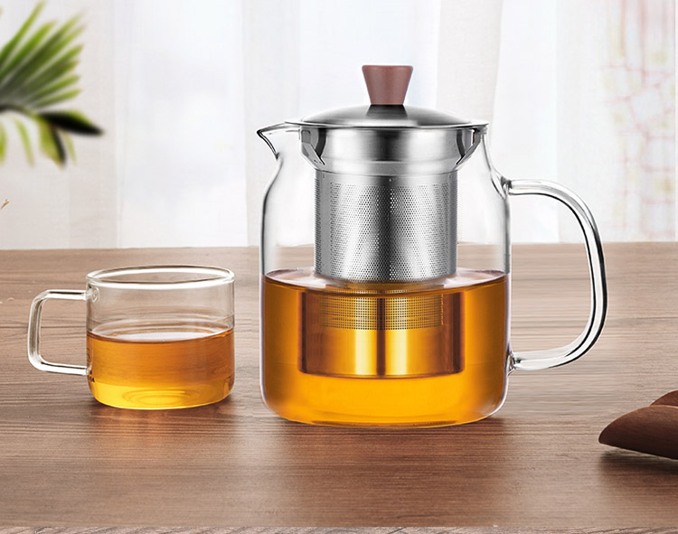 绿珠lvzhu 玻璃茶壶套装一壶四杯一茶盘 700ml居家办公 高硼硅耐热玻璃泡花草茶壶Q723 