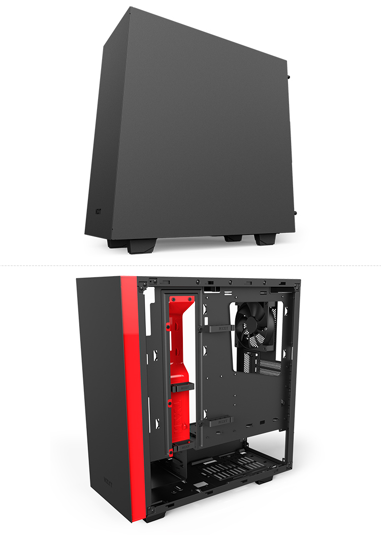 恩杰nzxt s340 elite 黑红 中塔机箱(钢化玻璃面板/理线夹设计/标配