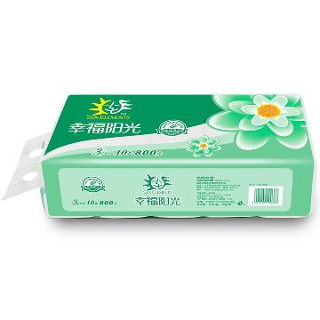 【京东超市】幸福阳光(sunelements)卫生纸 太阳花无芯卷纸3层80G*10粒