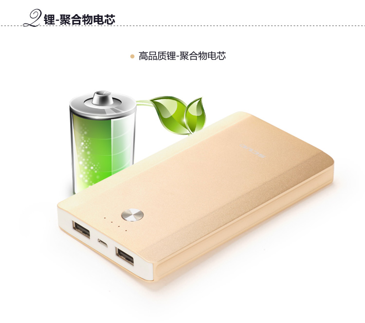 飞毛腿 10200毫安 移动电源/充电宝 聚合物 双USB输出 GL10 香槟金